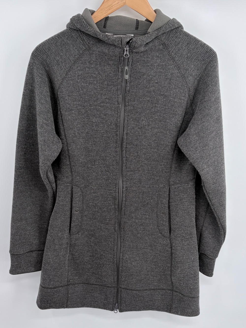 Outdoor Research Salida gray long fleece hooded jacket women’s M fitted